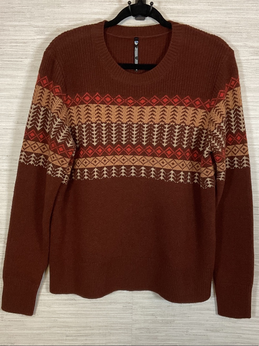 Kuhl Nordik Merino Wool Blend Fair Isle Crewneck Sweater Large